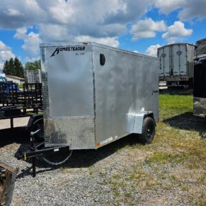 Homesteader 6x10 single axel Ramp door Silver