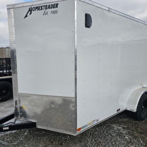 Homesteader 7x14 Tandem Axle Box Trailer White
